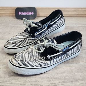 Sperry Top-Sider Black/White Zebra Sequin Size 7.5